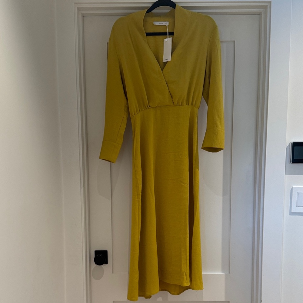 Mango Mustard Long Sleeve Dress